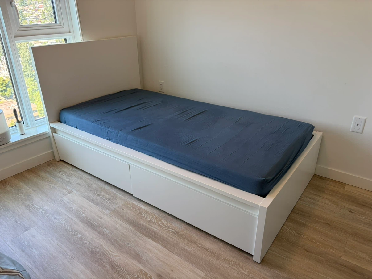 IKEA MALM single bed frame with storage + mattress
