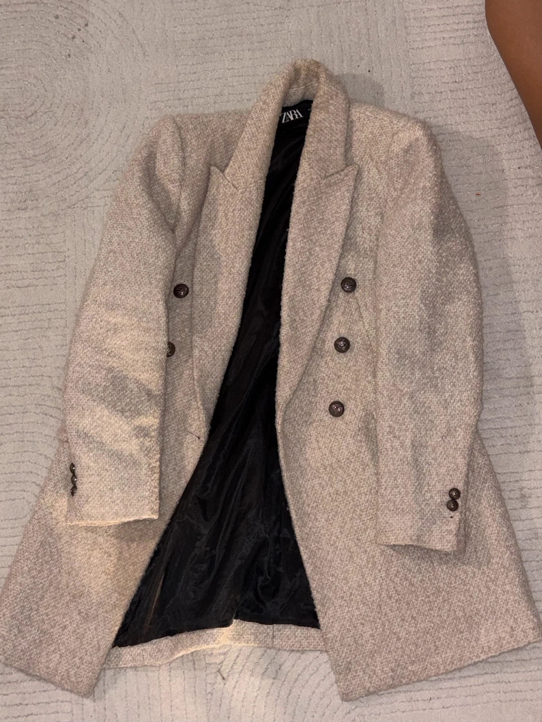 Zara Double-Breasted Textured Coat