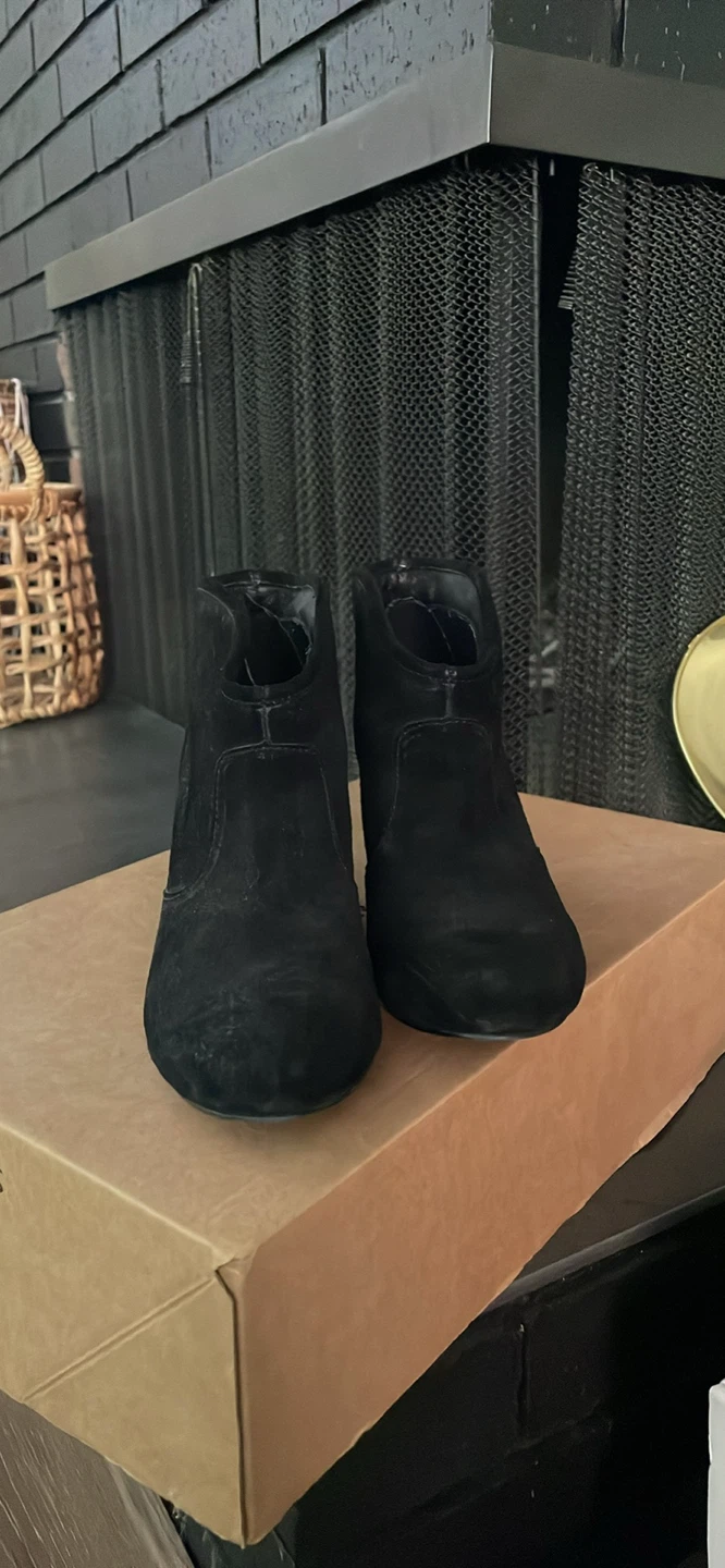 Black Suede Heeled Ankle Boots - photo 2