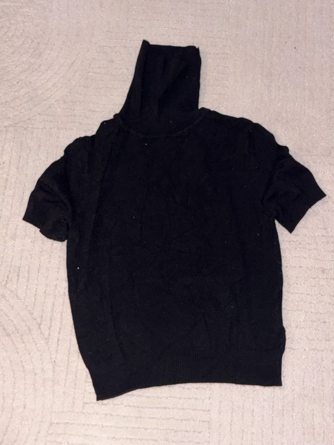 Black Short Sleeve Turtleneck Sweater