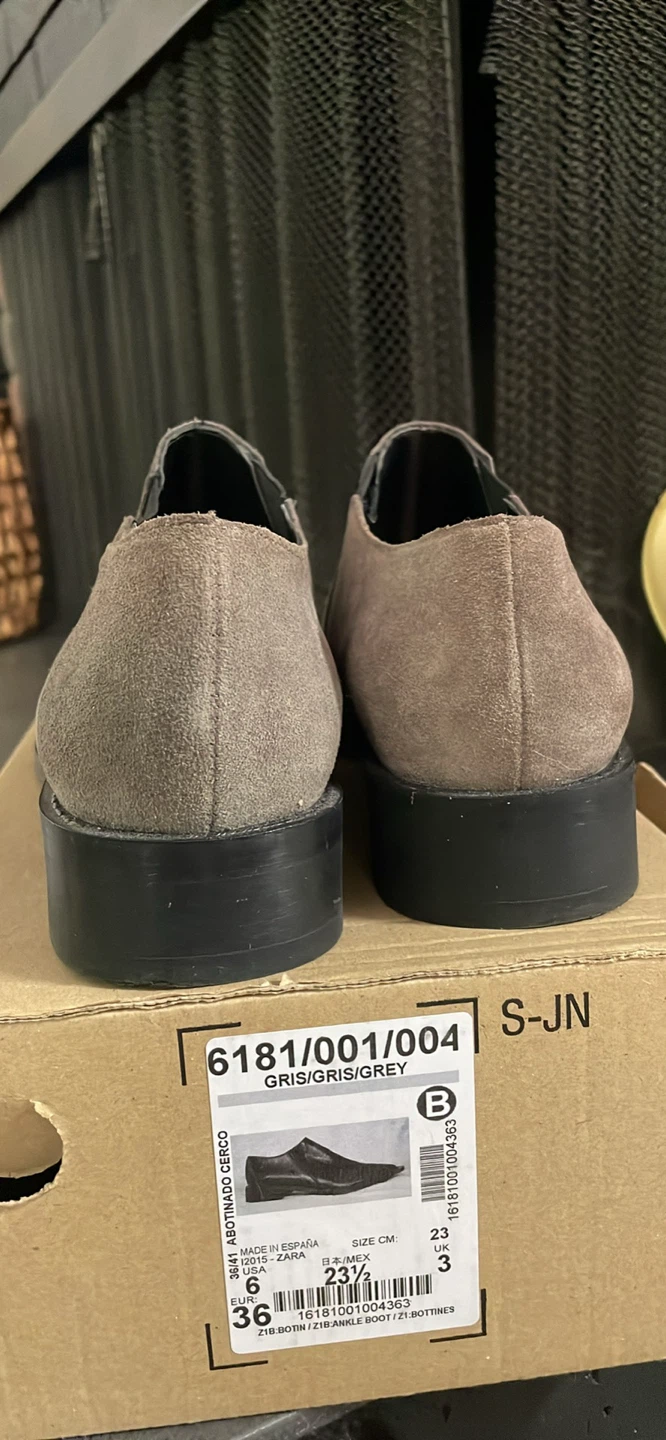 ZARA Grey Suede Pointed Toe Slip-On Flats - photo 3