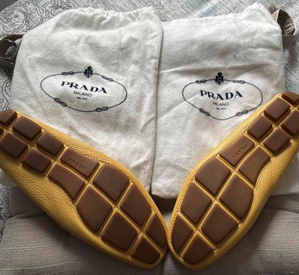 Prada Yellow Leather Driving Loafers with Dust Bags - photo 2