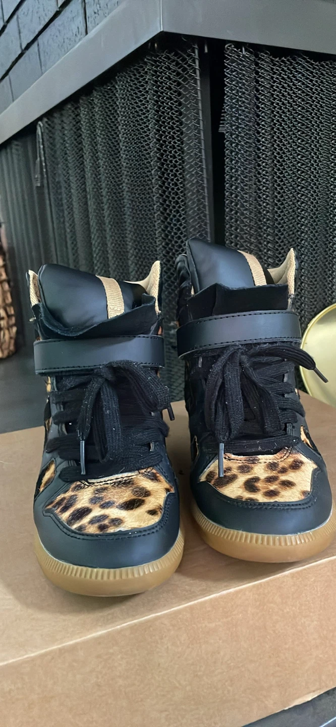 Zara Black and Leopard Print Wedge Sneakers - photo 2