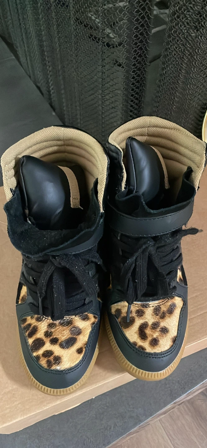 Zara Black and Leopard Print Wedge Sneakers - photo 4