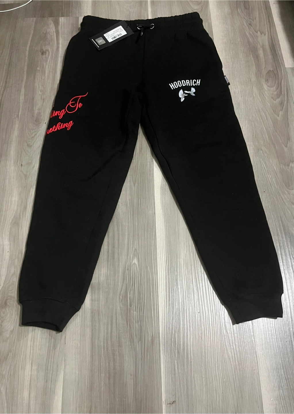 HOODRICH Joggers Black Red Script Logo Pants