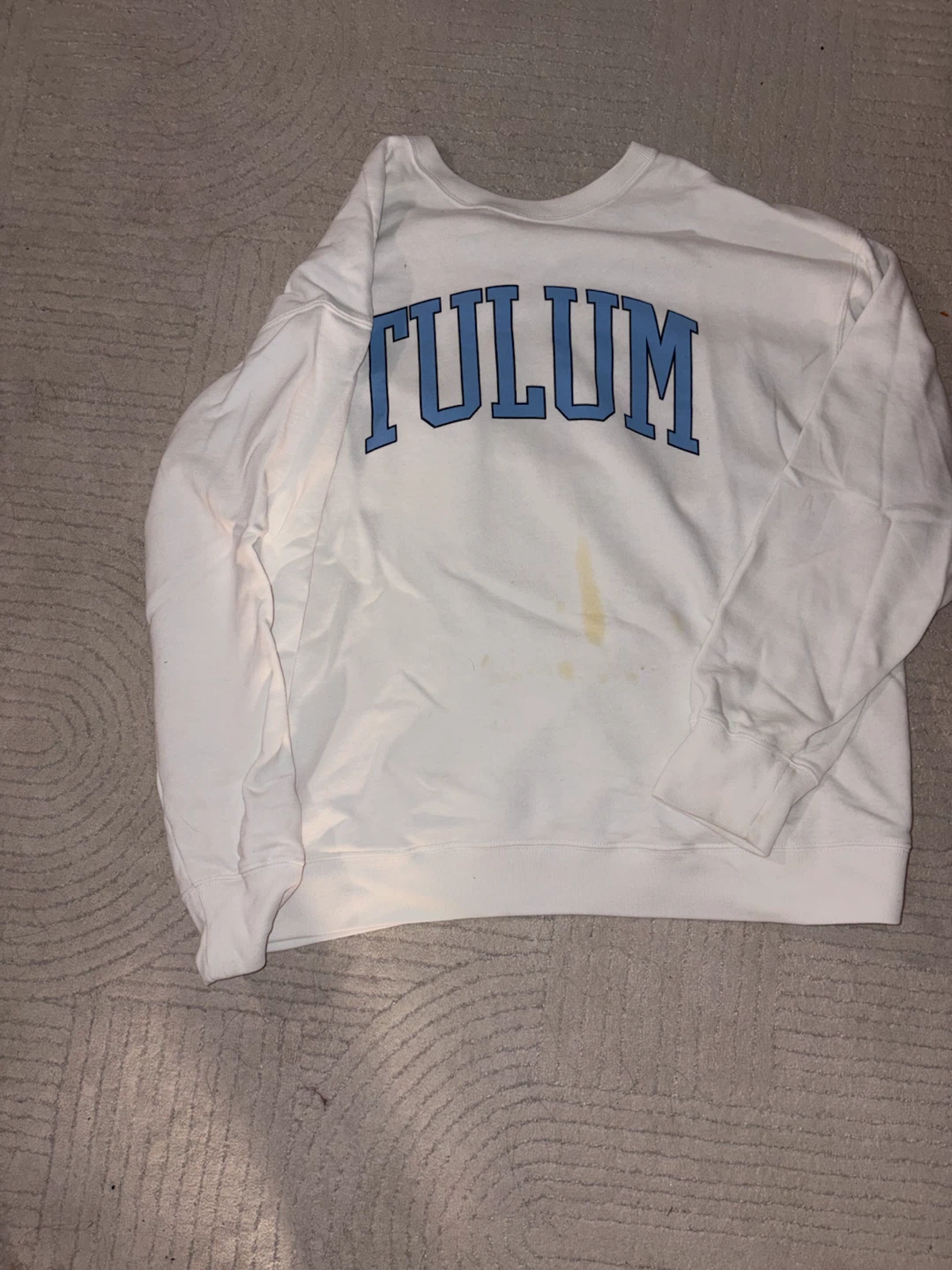 White Crewneck Sweatshirt with Tulum Graphic