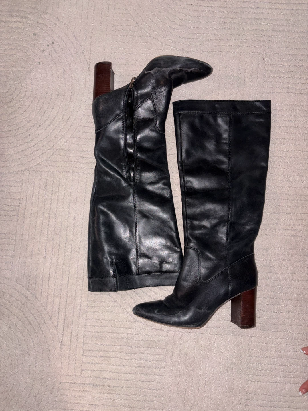 Black Leather Knee-High Boots