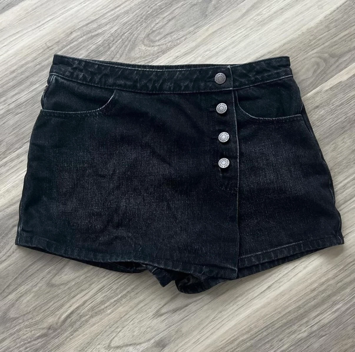 BDG Skye Denim High-Waist Button Front Skort