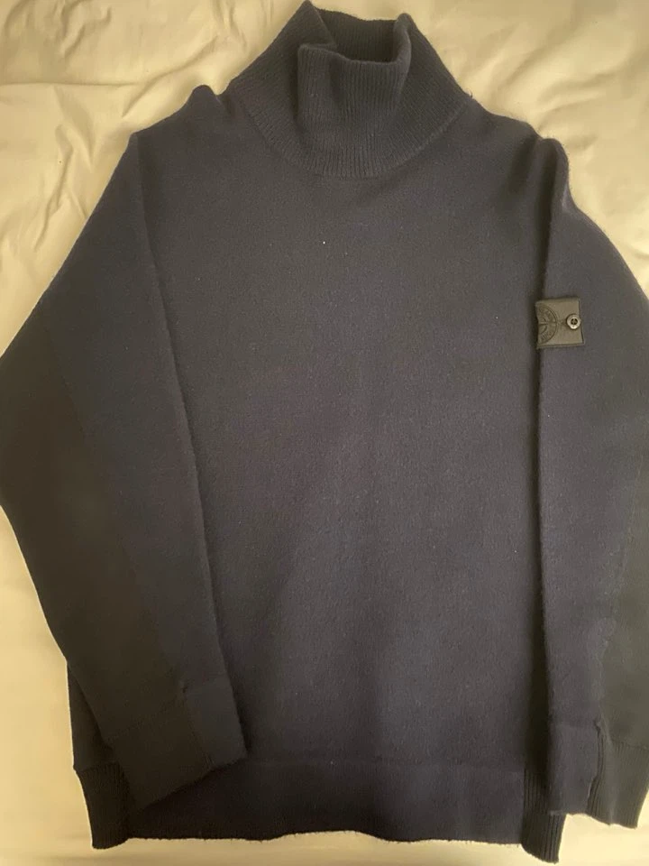 Stone Island Navy Wool Turtleneck Sweater - photo 2