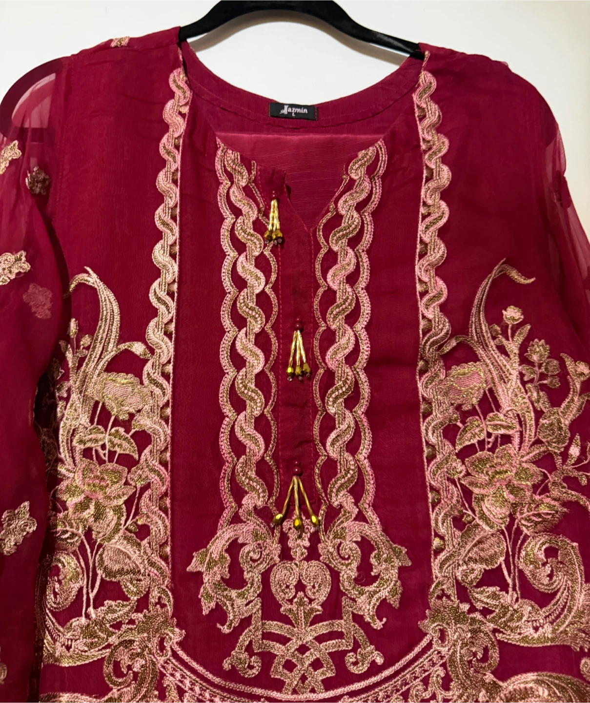 Jasmine Red Embroidered Kurti and Pants Set