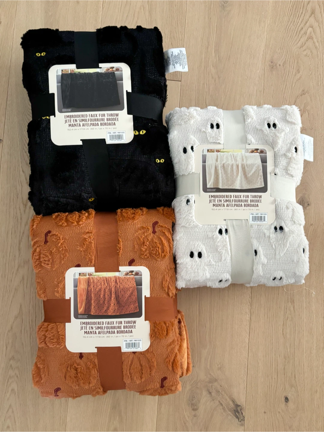 NWT Costco Halloween Faux Fur Throw Blankets (Set of 3)