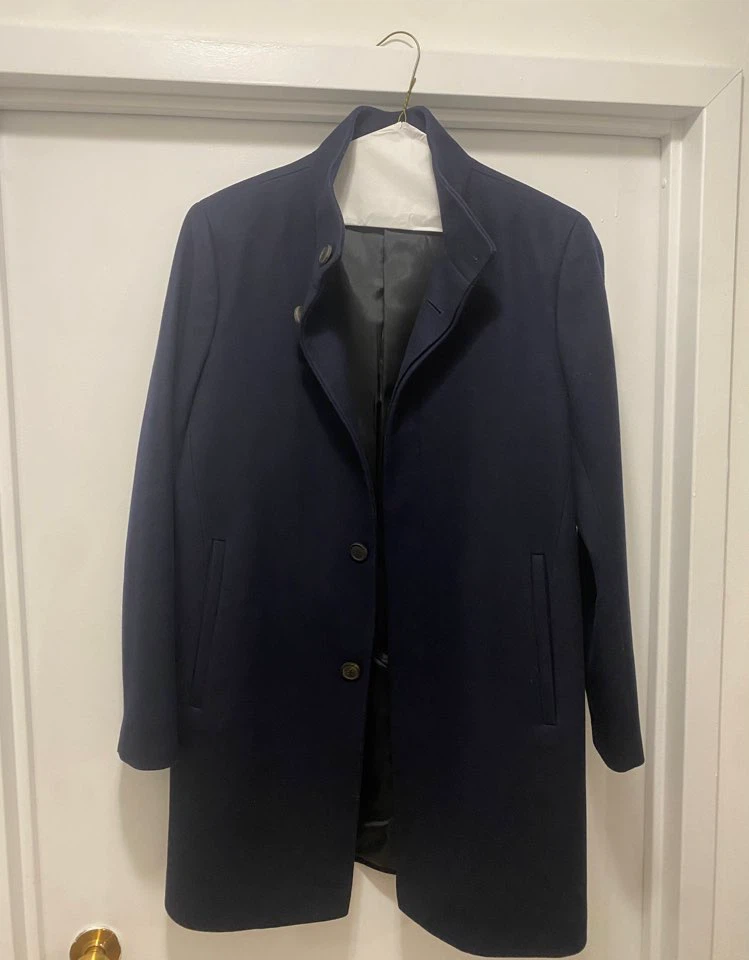 Theory Men's Navy Blue Overcoat