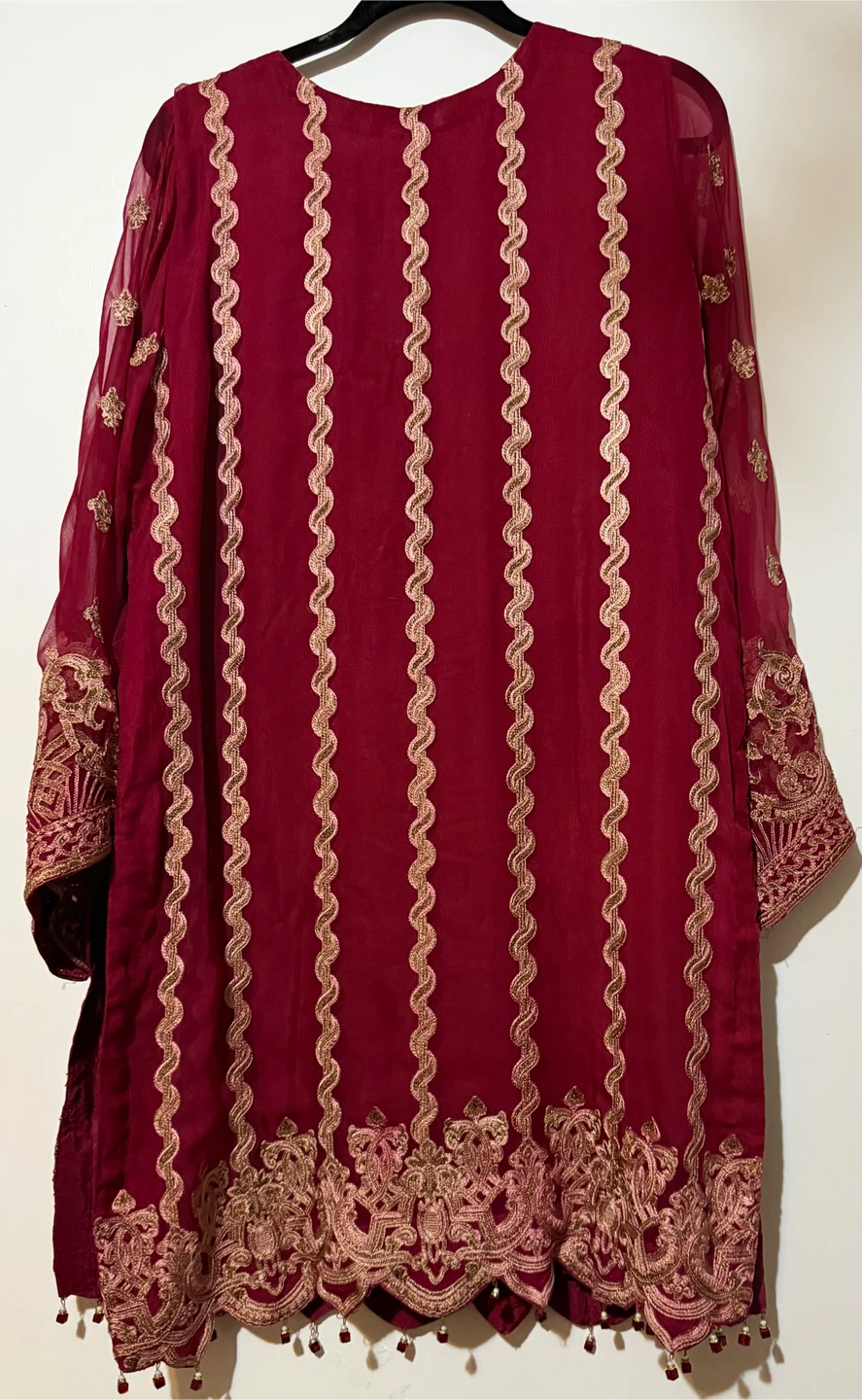 Jasmine Red Embroidered Kurti and Pants Set - photo 4