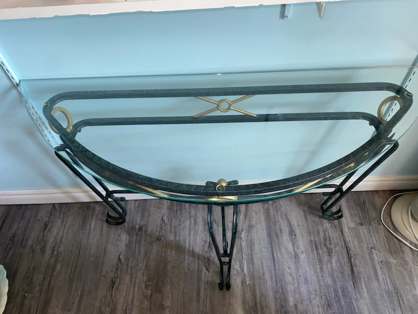 Console Table with Glass Top. Not used. Been sitting in basement - photo 2