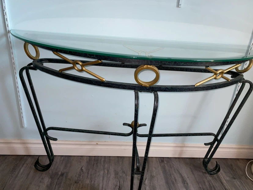 Console Table with Glass Top. Not used. Been sitting in basement - photo 4