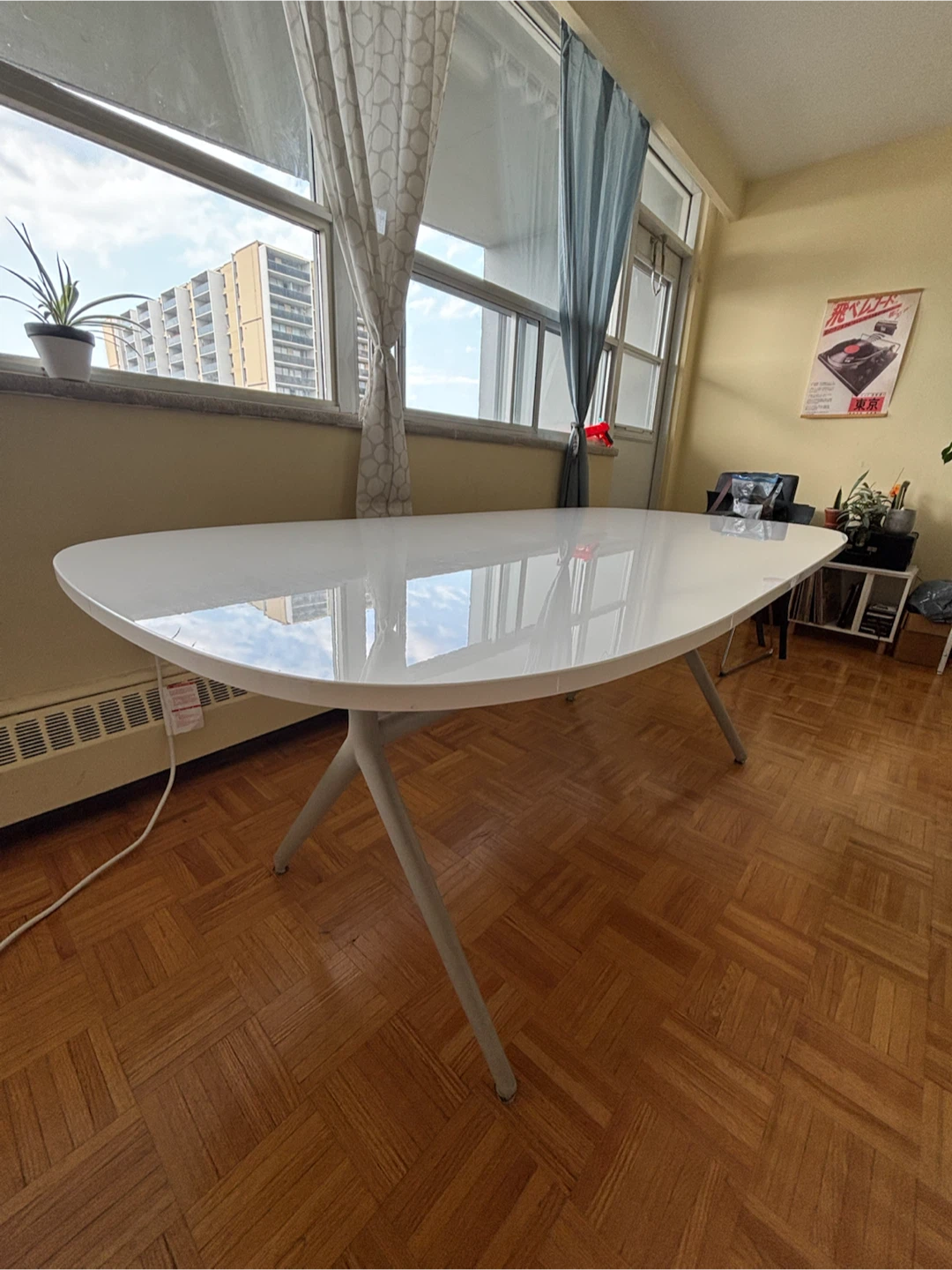 White Curved Dining Table