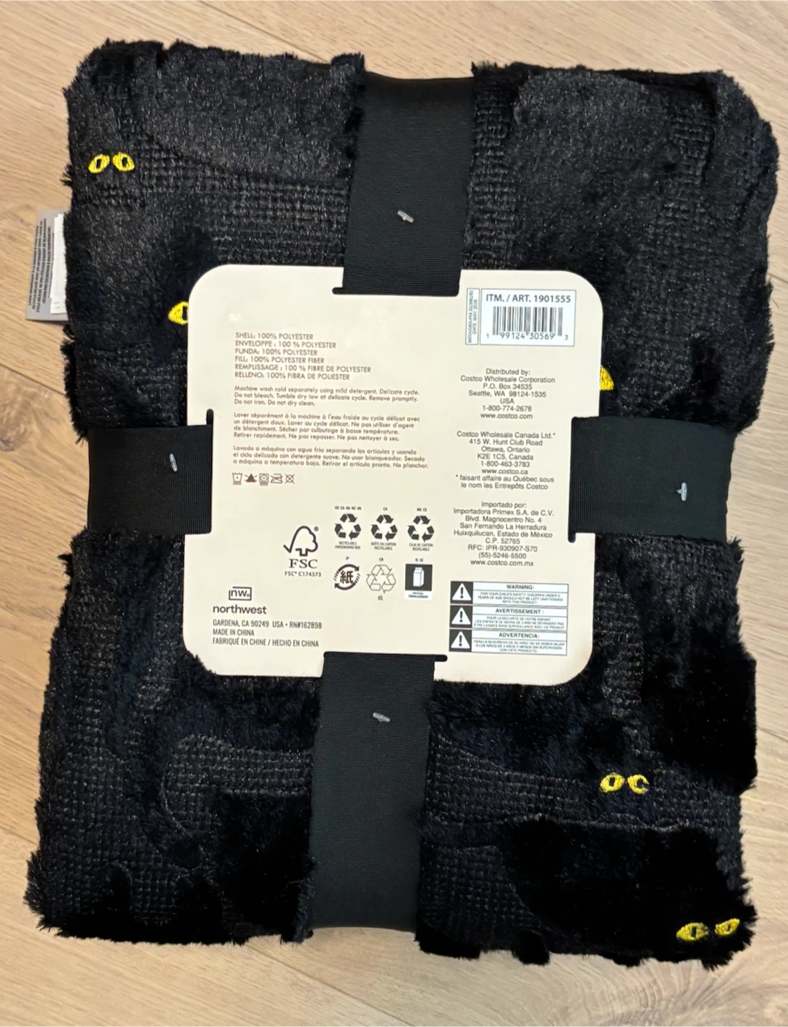 VIRAL TIK TOK COSTCO FAUX FUR HALLOWEEN FALL THROW BLACK CAT NWT - photo 2