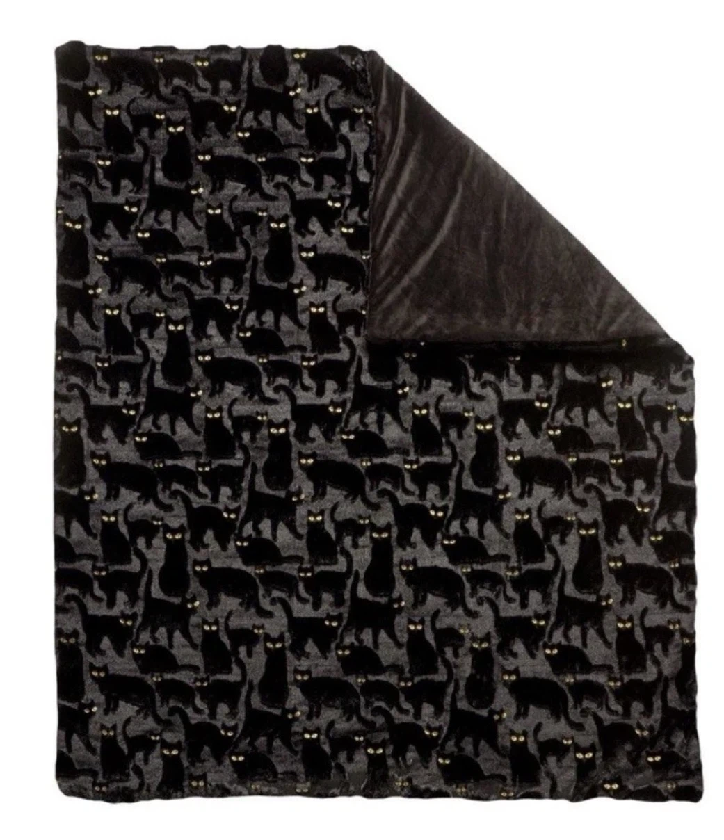 VIRAL TIK TOK COSTCO FAUX FUR HALLOWEEN FALL THROW BLACK CAT NWT - photo 3