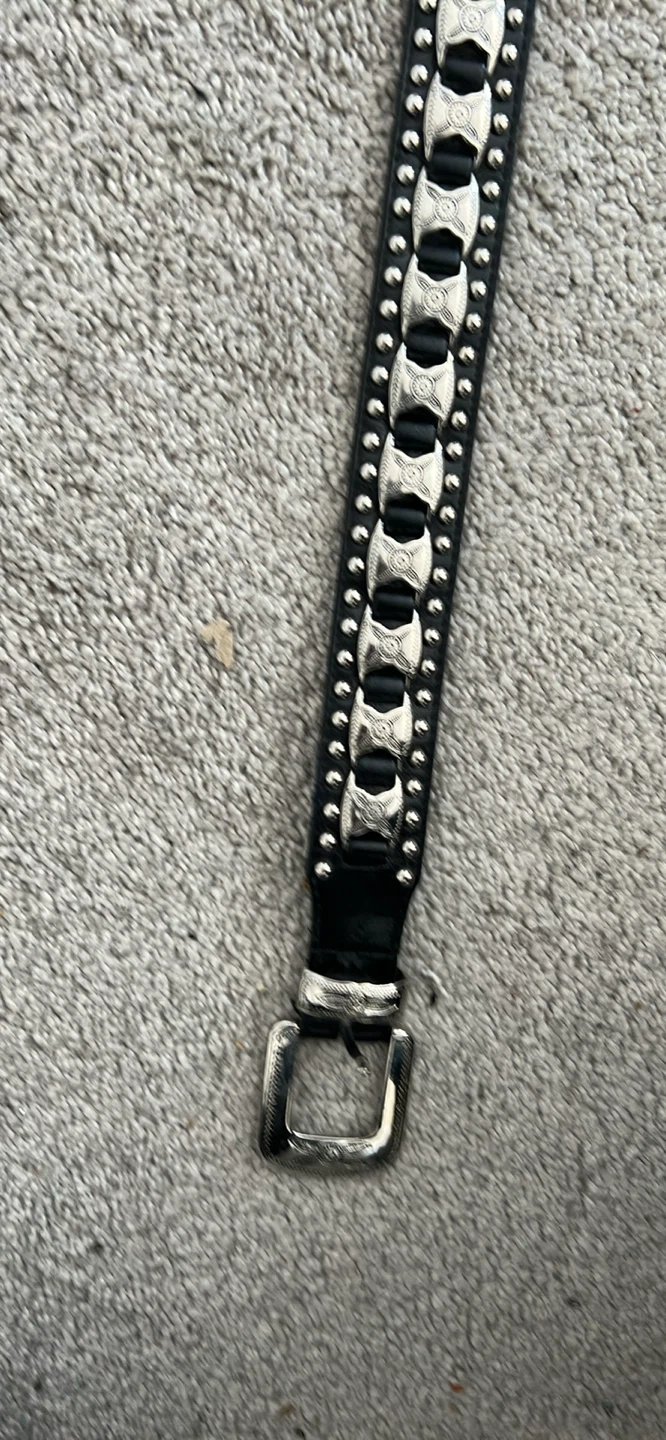 Black Western Style Belt with Silver Studs and Buckle - photo 5