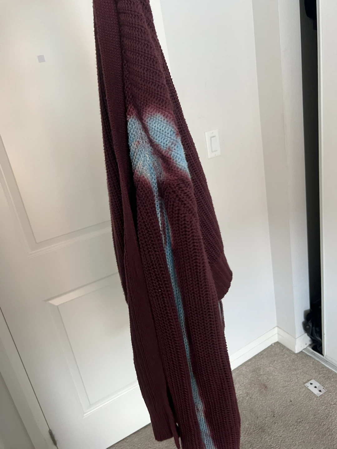 ZARAMaroon Knit Cardigan with Blue Tie-Dye Accent - photo 2