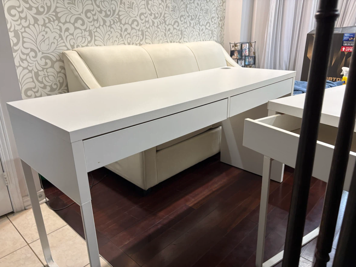 White Desk with Two Drawers