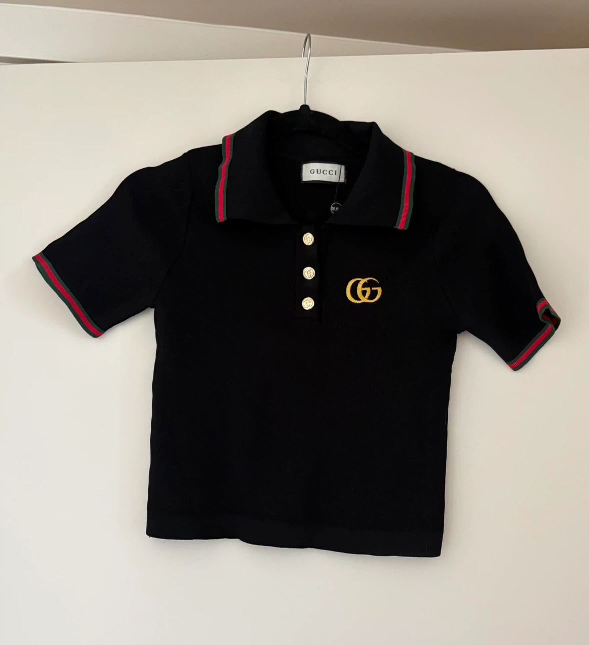 GUCCI Black Polo Shirt with GG Logo - photo 2