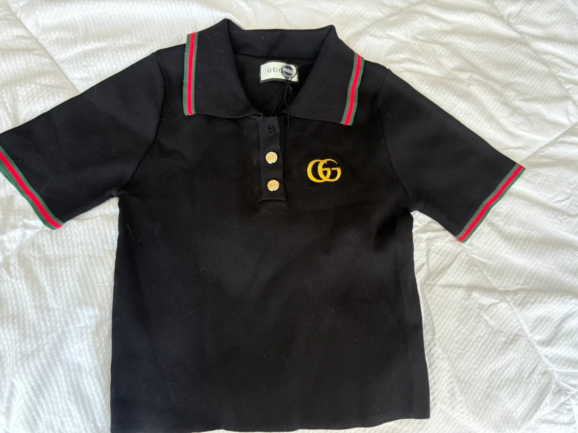 GUCCI Black Polo Shirt with GG Logo - photo 3