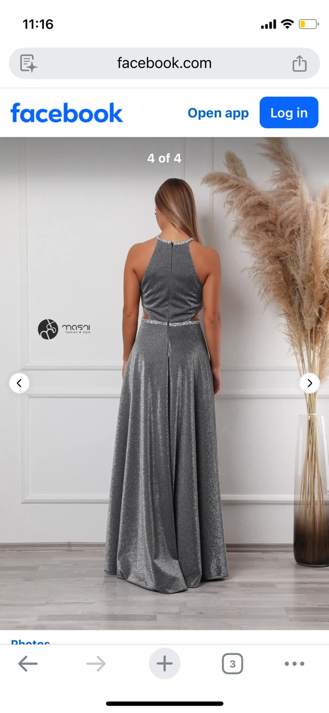 Metallic Grey Halter Neck Maxi Dress - small to medium - photo 3
