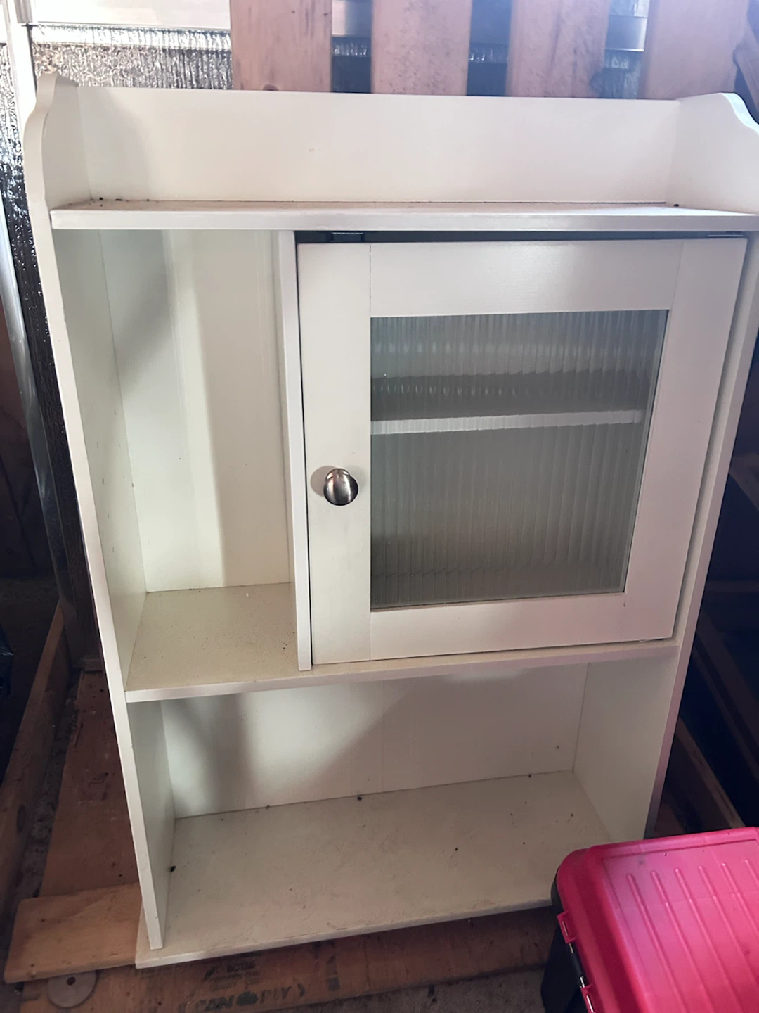 White Storage Cabinet with Glass Door