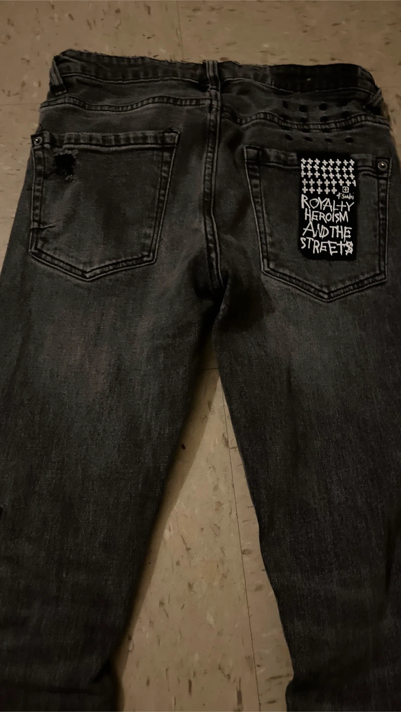 Men's Black Distressed Skinny Jeans