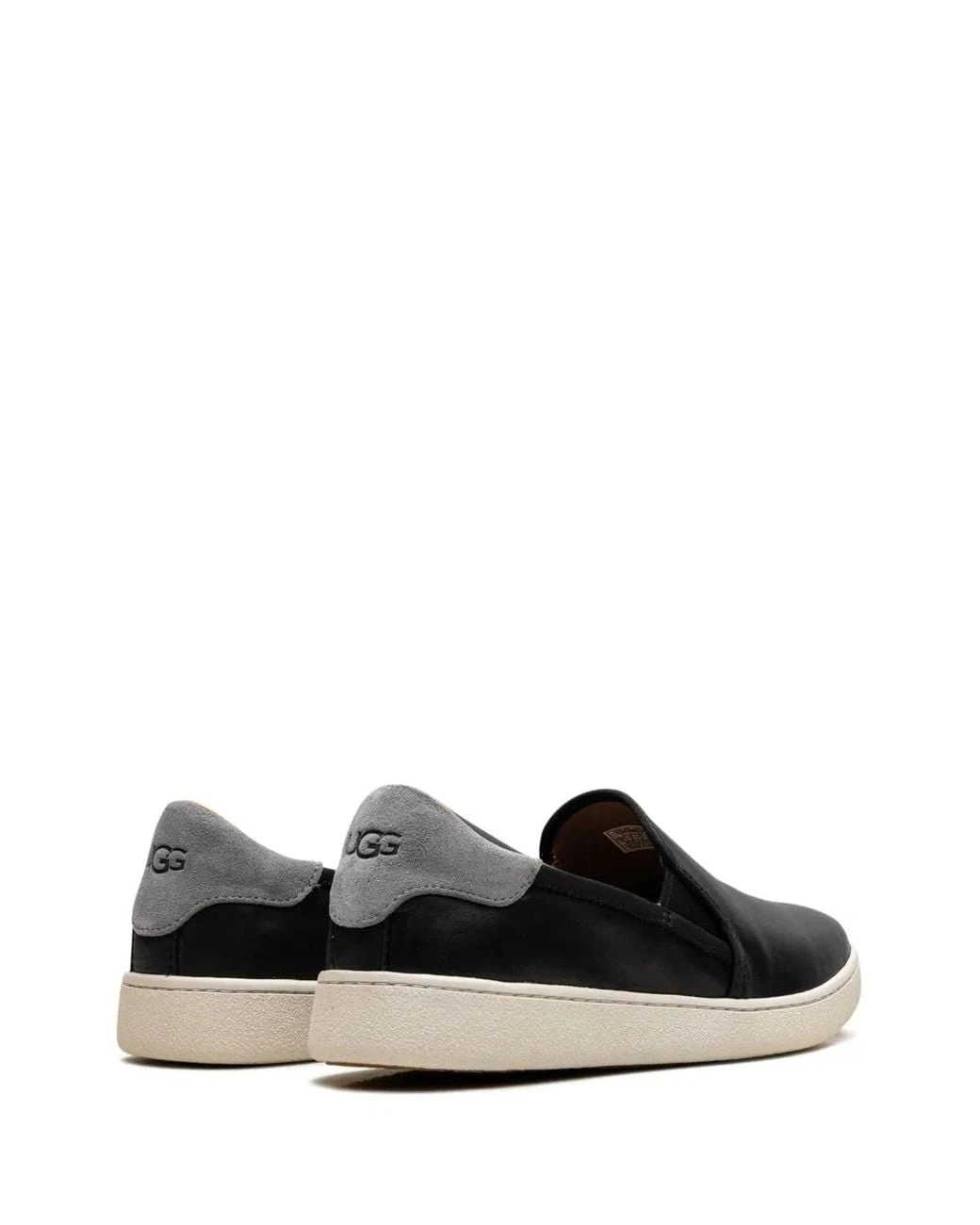 (NEW) UGG  Black Leather Slip-On Sneakers W9