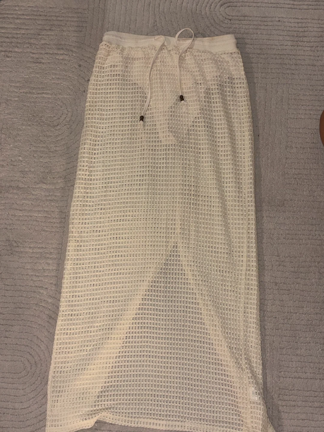 White Waffle Knit Maxi Skirt