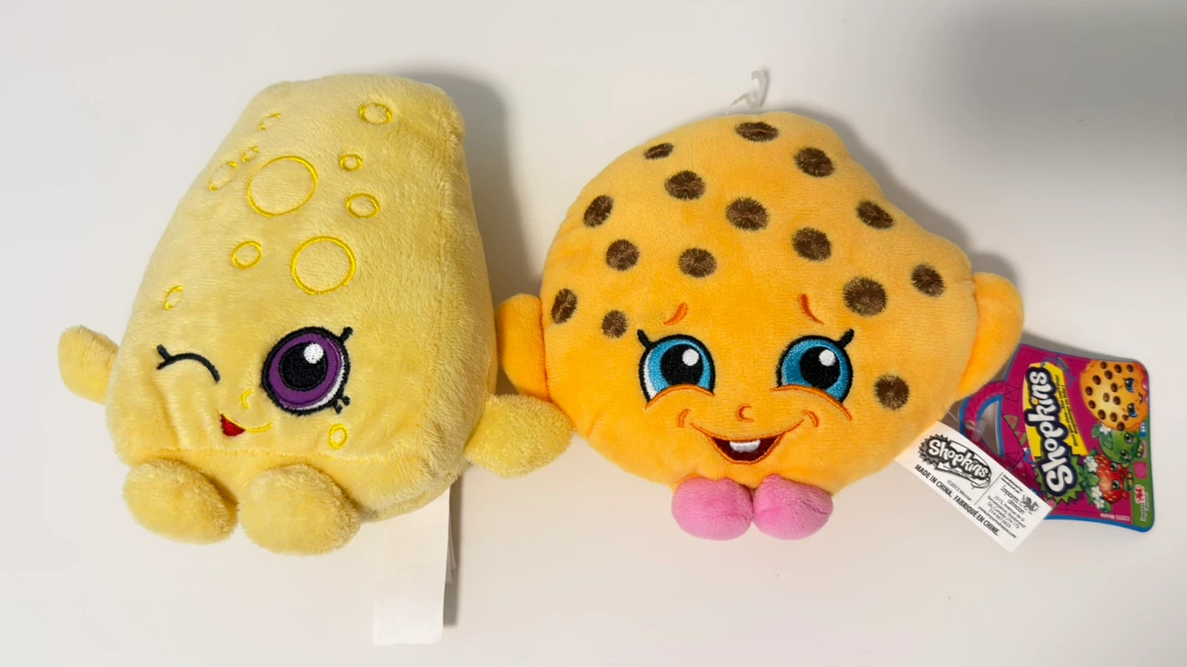 2 Shopkins Plush Toys - Cheese and Cookie Characters
