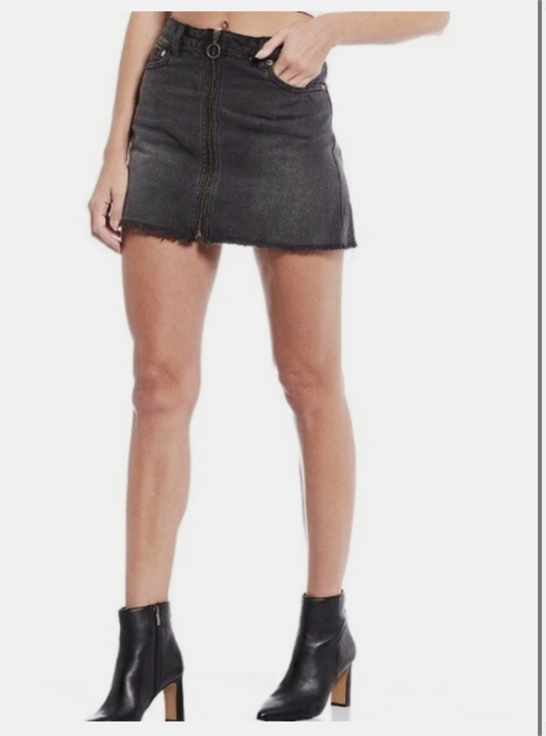 We the Free Free People Zip It Up Washed Denim Mini Skirt - photo 4