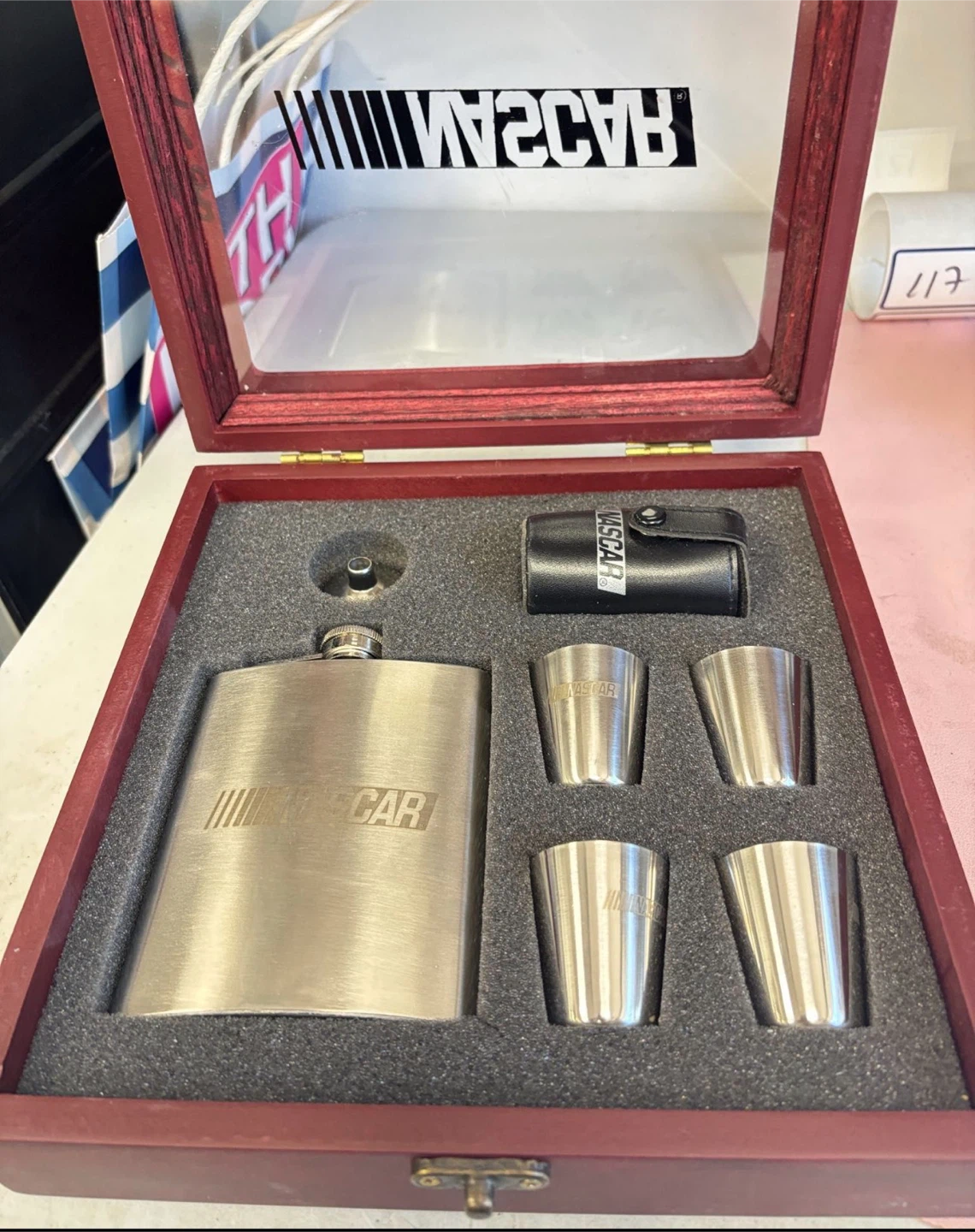 NASCAR Flask and Shot Glass Set with Box