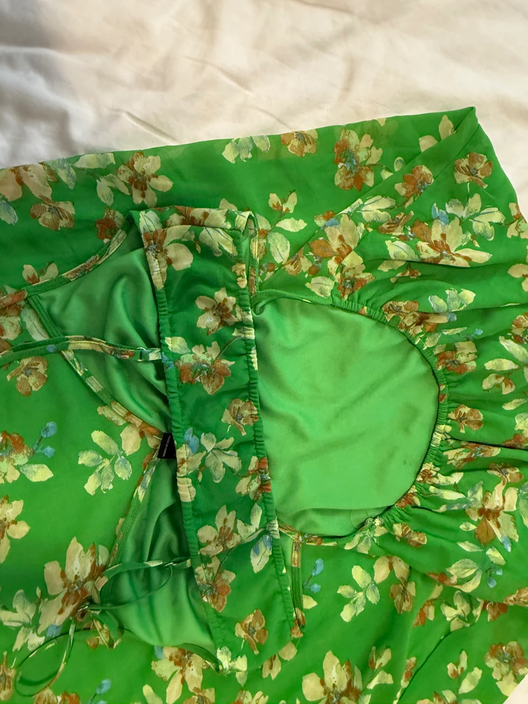 Forever 21 Green Floral Print Mini Dress