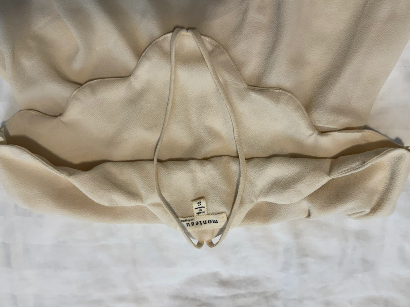 Monteau Cream Scalloped Hem Top