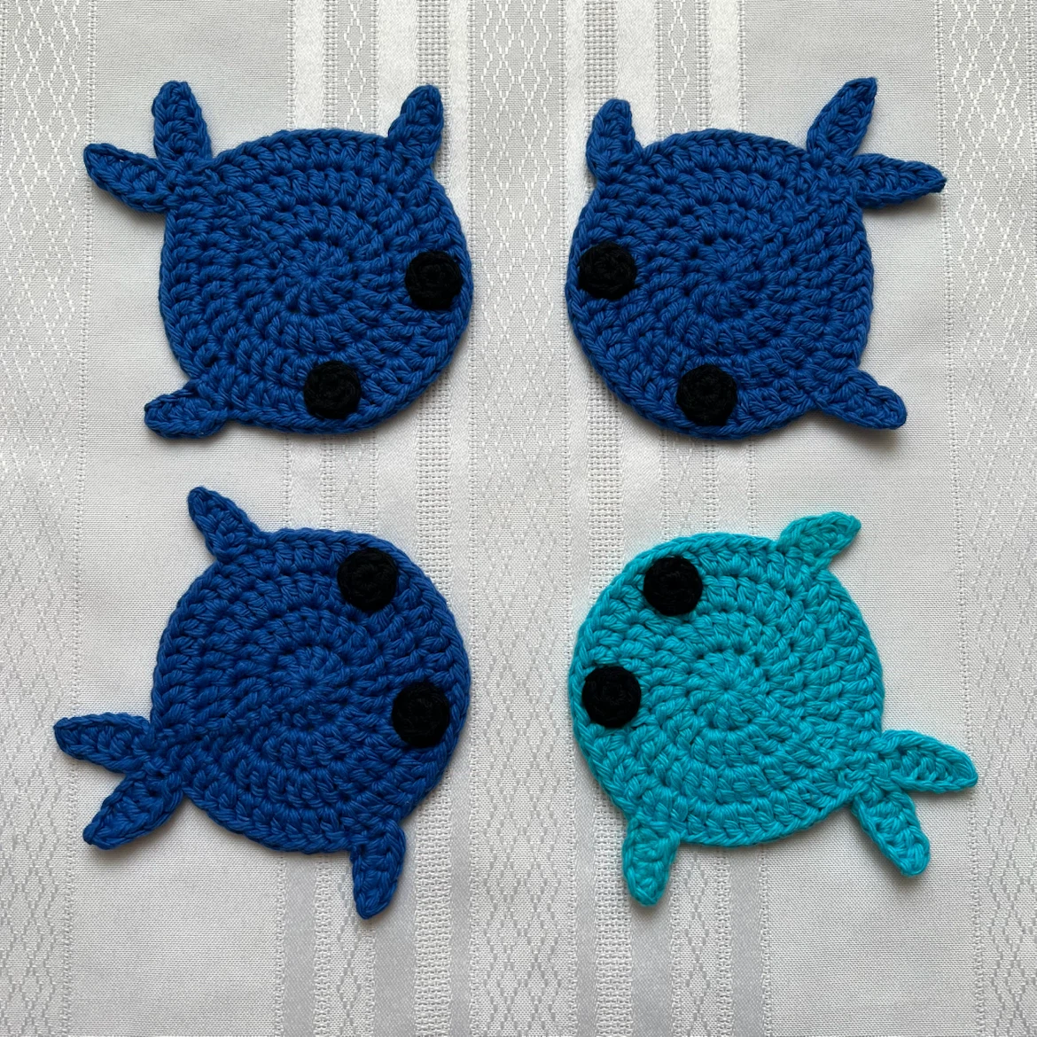 Handmade Crochet Whale Coasters (Set of 4)
