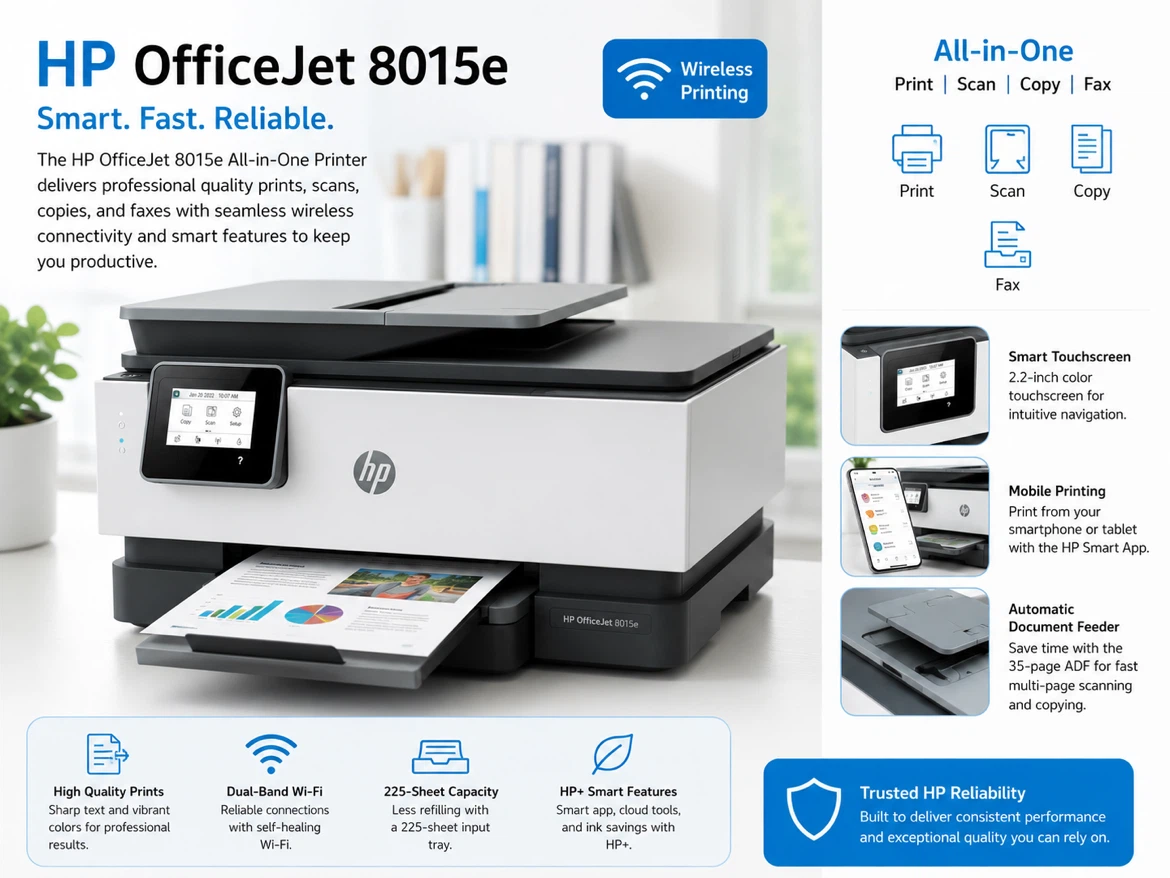 HP OfficeJet 8015e Wireless All-in-One Printer