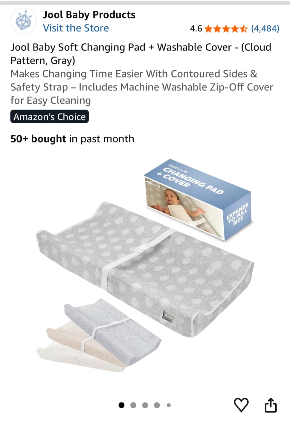 Jool Baby Soft Changing Pad + Washable Cover - Cloud Pattern