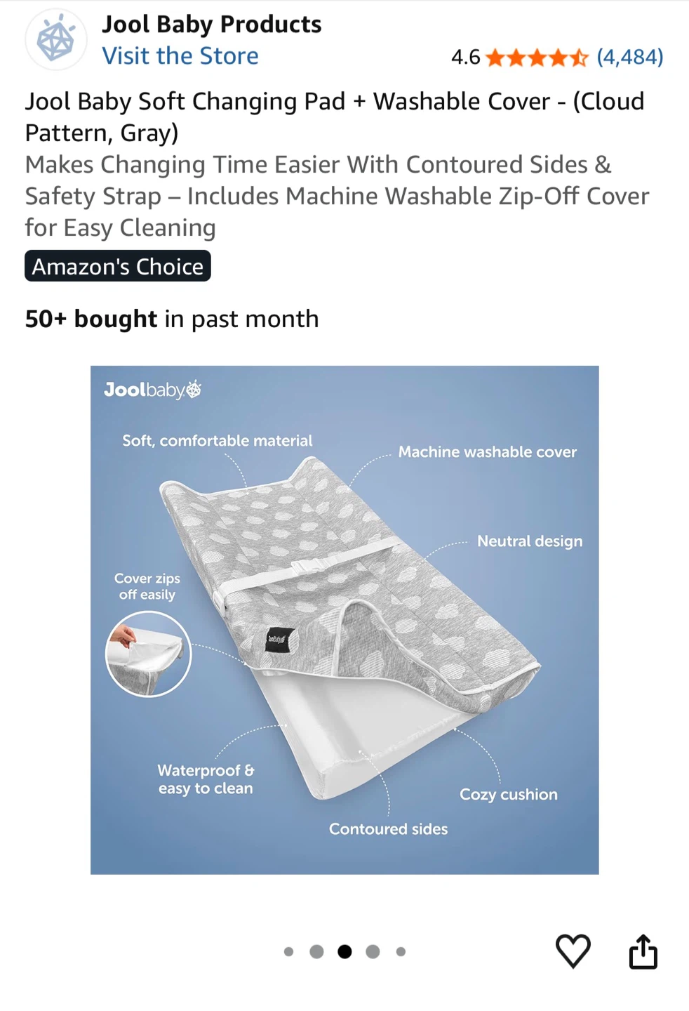 Jool Baby Soft Changing Pad + Washable Cover - Cloud Pattern - photo 2