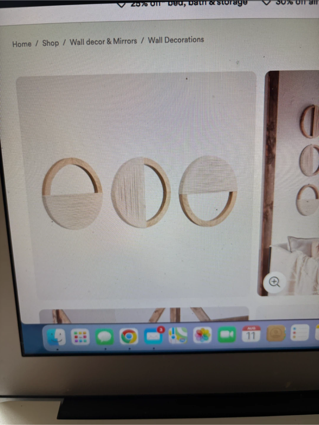 BOUCLAIR SET OF 3 MANGO WOOD & ROPE CIRCLE WALL DECOR - photo 5