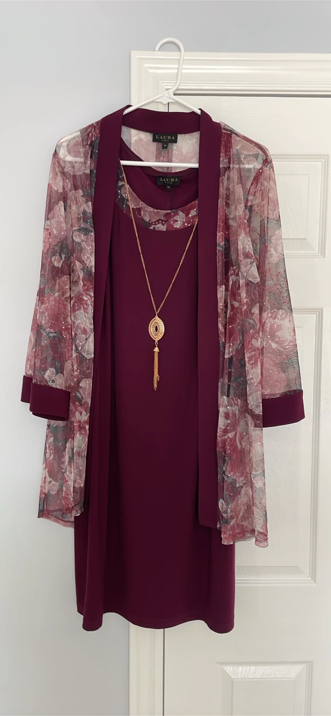 Laura Plus Dress Jacket and Necklace Size 14