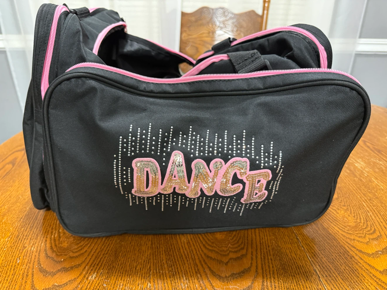 Black Dance Duffel Bag with Pink Trim