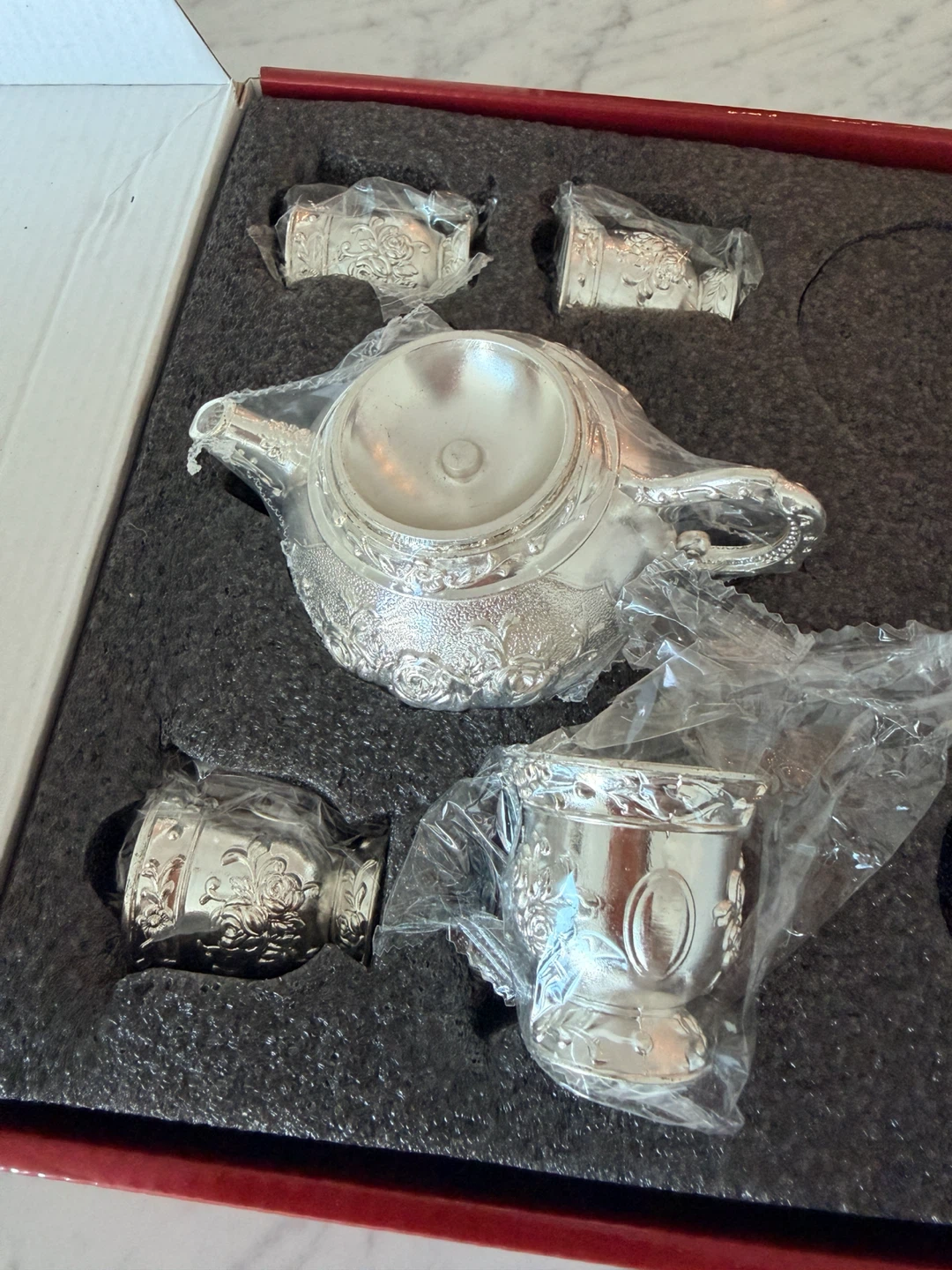 Vintage Silver Teapot and Cup Set - photo 3