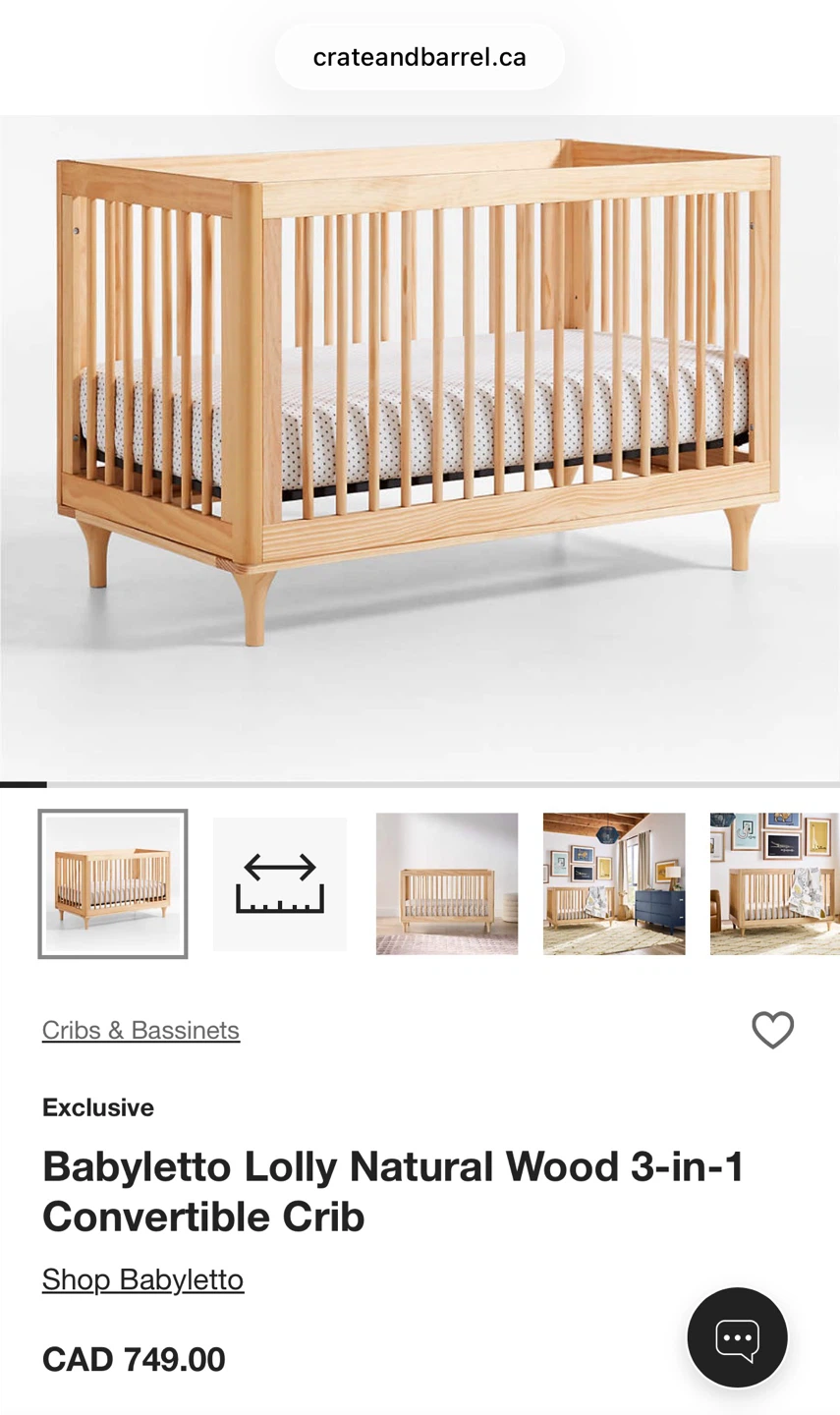 Babyletto Lolly Natural Wood 3-in-1 Convertible Crib - photo 5