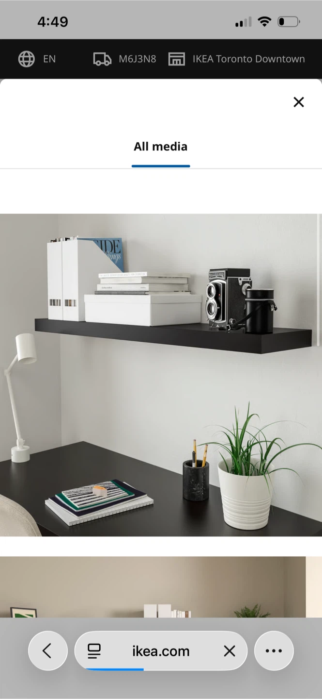 TWO IKEA LACK Wall Shelf - Black-Brown