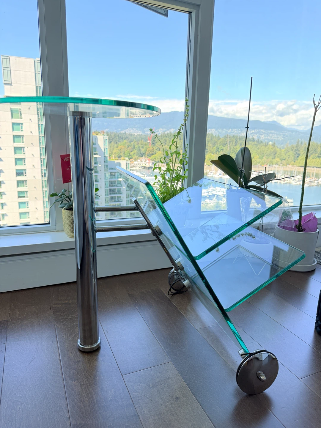 Glass Bar Cart with Wheels - photo 2