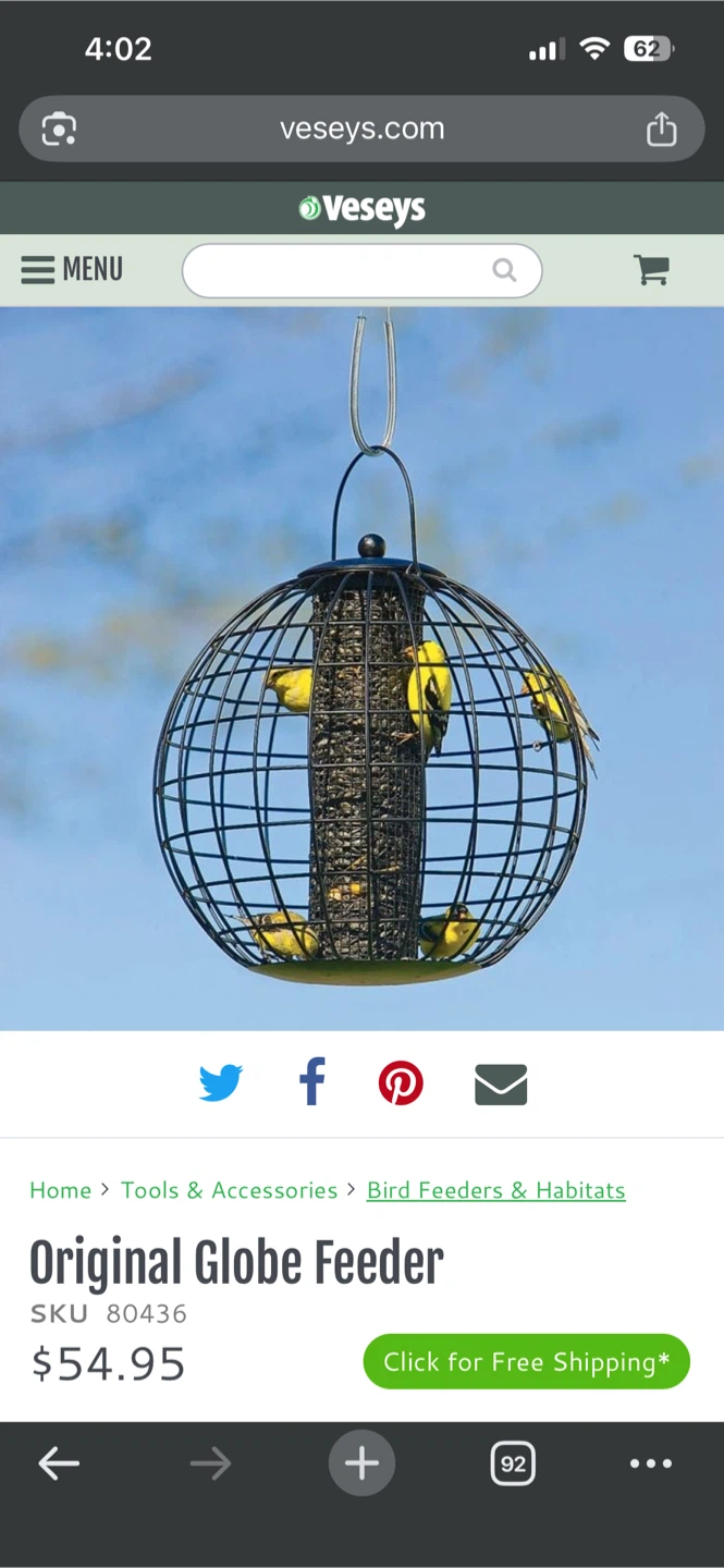 Veseys Original Globe Bird Feeder - photo 5