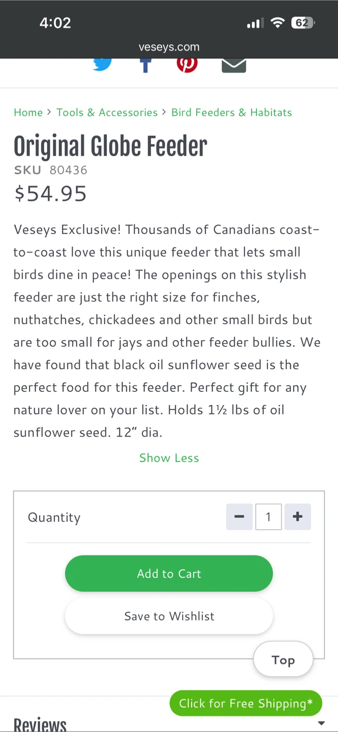 Veseys Original Globe Bird Feeder - photo 4